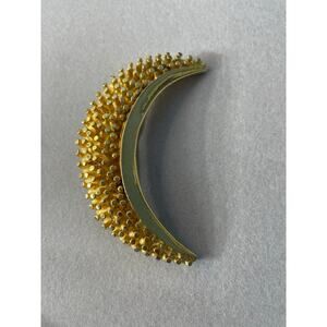 Vintage Crescent Moon Brooch Gold Tone Celestial Hippie Whimsygoth